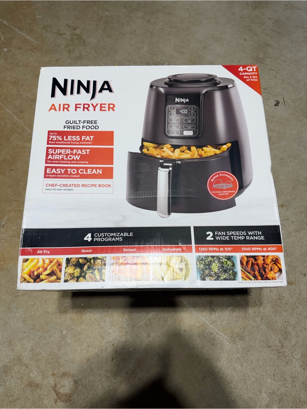 Ninja Air Fryer Box Graphic - Black and Red Text